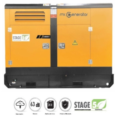 Gruppo elettrogeno generatore di corrente da 20kVA pari a 16kW in continuo DIESEL SUPER SILENZIATO – 1500 rpm – STAGE V