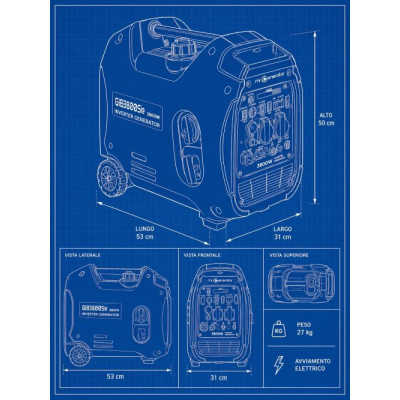 Gruppo elettrogeno generatore di corrente da 4.75kVA pari a 3.8kW con tecnologia inverter super silenziato compatto