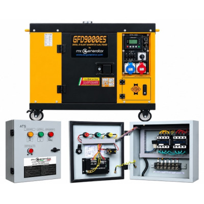 Generatore di Corrente Gruppo Elettrogeno Silenziato Diesel   8 kW DUAL POWER  FULL POWER  Monofase  Trifase con ATS GATS 8.5
